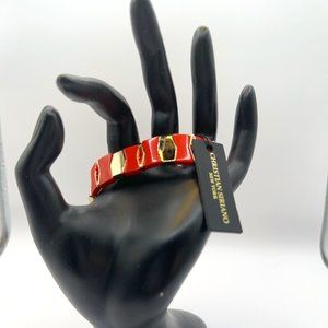 Christian Siriano Gold Tone and Coral Stretch Bracelet